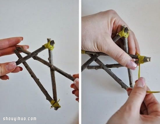 樹枝枝條變廢為寶DIY手工制作五角星掛飾 -  rpnrmr.com