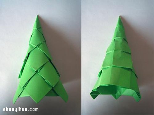 一張紙折紙立體圣誕樹手工DIY制作圖解教程 -  rpnrmr.com