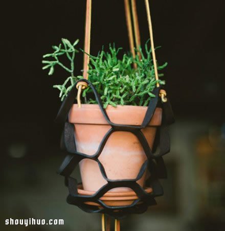 簡約皮革花盆架DIY 皮革盆栽吊架手工制作 -  rpnrmr.com