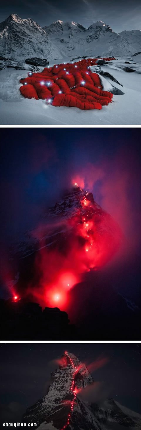 攀登阿爾卑斯山 利用登山隊員DIY藝術圖案 -  rpnrmr.com