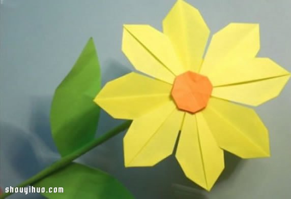 盛開的小黃花折紙 向日葵紙花折法圖解教程 -  rpnrmr.com