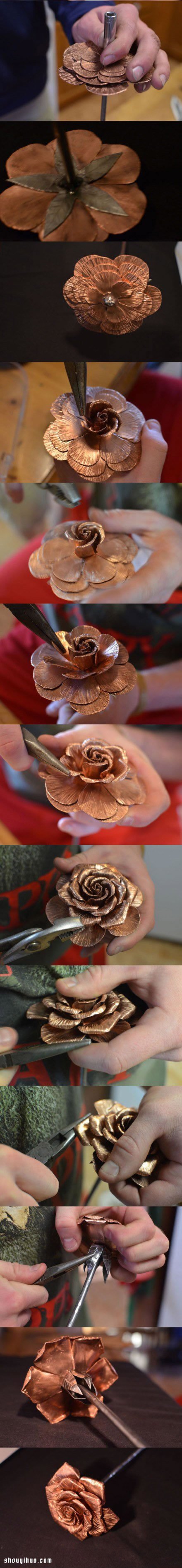銅片制作玫瑰花 銅質(zhì)玫瑰花手工DIY教程 -  rpnrmr.com