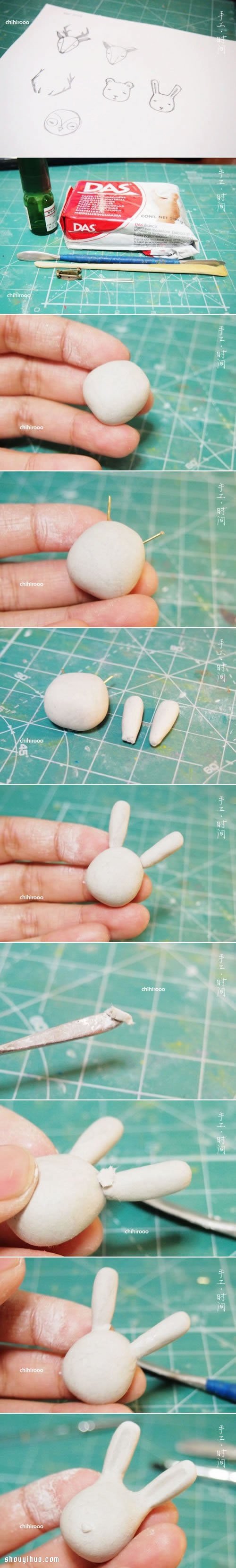粘土制作可愛長耳兔子玩偶小飾品圖解教程 -  rpnrmr.com
