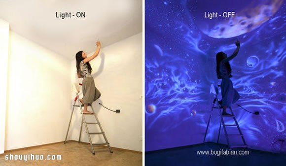 神奇的墻面夜光彩繪 關(guān)燈就變成奇幻世界！ -  rpnrmr.com