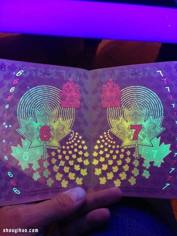 加拿大護照被紫外線燈照射后的超華麗畫面 -  rpnrmr.com