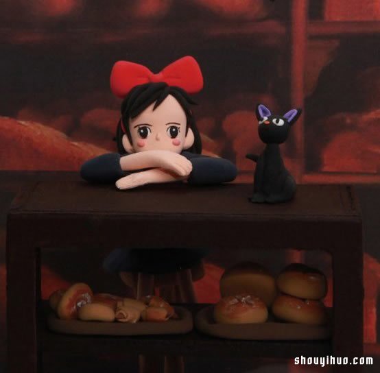 魔女宅急便女孩琪琪和小黑貓粘土手工制作 -  rpnrmr.com