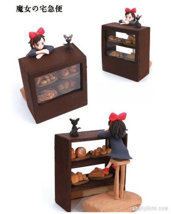 魔女宅急便女孩琪琪和小黑貓粘土手工制作 -  rpnrmr.com