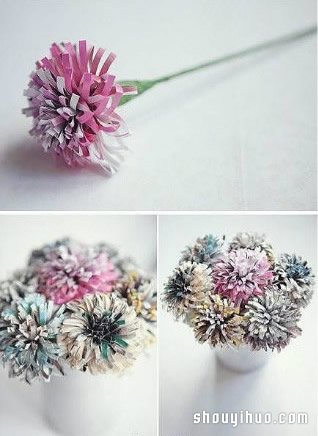 廢棄雜志變廢為寶DIY手工制作漂亮手工紙花 -  rpnrmr.com