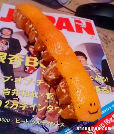 日本人惡搞的吃橘子創(chuàng)意 DIY橘子毛毛蟲 -  rpnrmr.com