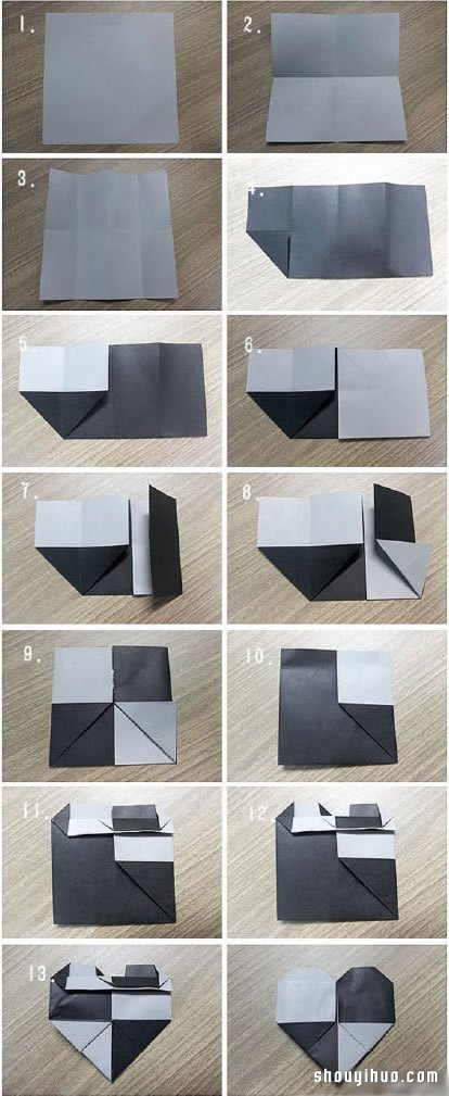 折紙兩種顏色的愛心 雙色桃心心形折法圖解 -  rpnrmr.com