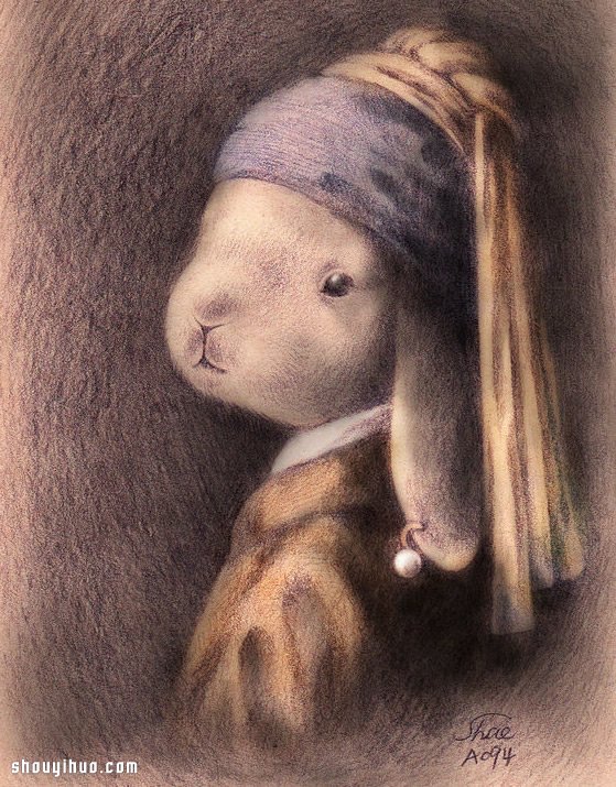 當(dāng)兔子遇上名畫 插畫家Shae的治愈系手繪 -  rpnrmr.com
