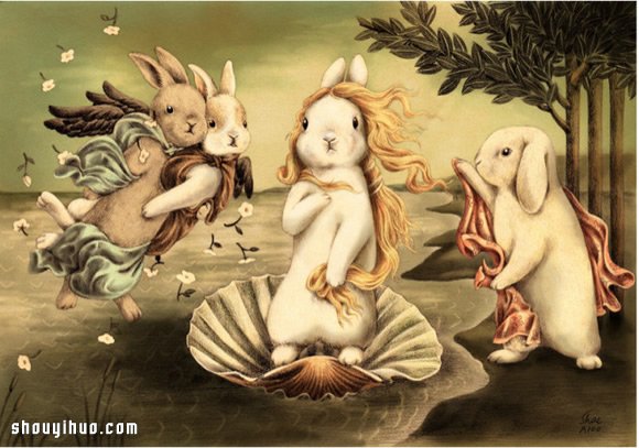 當(dāng)兔子遇上名畫 插畫家Shae的治愈系手繪 -  rpnrmr.com