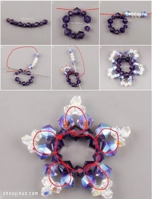 漂亮的五角星形狀串珠水晶耳環(huán)DIY手工制作 -  rpnrmr.com