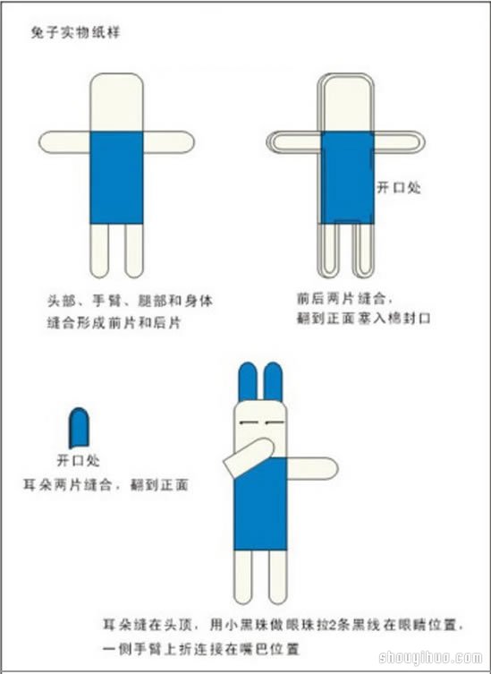 可愛(ài)的不織布兔子玩偶手工制作教程帶紙樣 -  rpnrmr.com