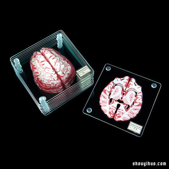 ThinkGeek 推出的大腦切片玻璃杯墊 -  rpnrmr.com