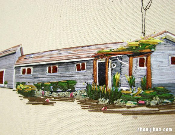 Stephanie K Clark刺繡畫 勾勒出美好小屋 -  rpnrmr.com