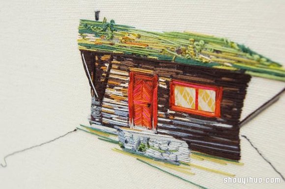 Stephanie K Clark刺繡畫 勾勒出美好小屋 -  rpnrmr.com