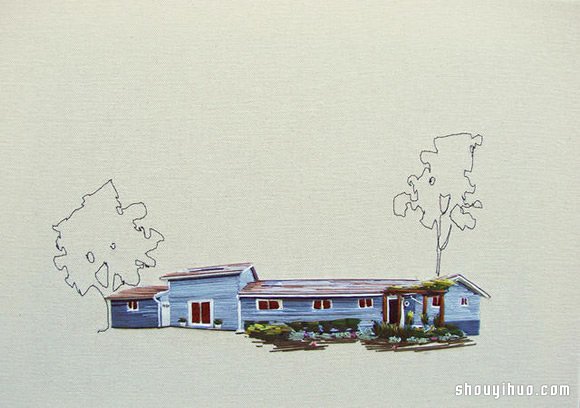Stephanie K Clark刺繡畫 勾勒出美好小屋 -  rpnrmr.com
