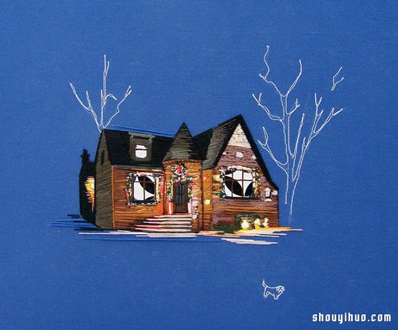 Stephanie K Clark刺繡畫 勾勒出美好小屋 -  rpnrmr.com