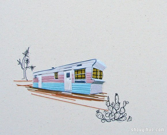Stephanie K Clark刺繡畫 勾勒出美好小屋 -  rpnrmr.com
