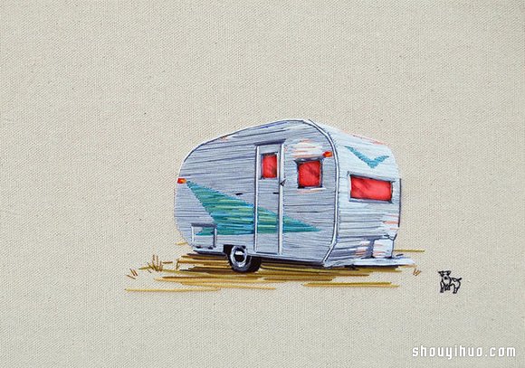Stephanie K Clark刺繡畫 勾勒出美好小屋 -  rpnrmr.com