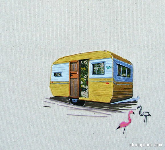 Stephanie K Clark刺繡畫 勾勒出美好小屋 -  rpnrmr.com