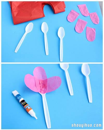 一次性塑料杯和塑料勺手工制作小花盆栽 -  rpnrmr.com