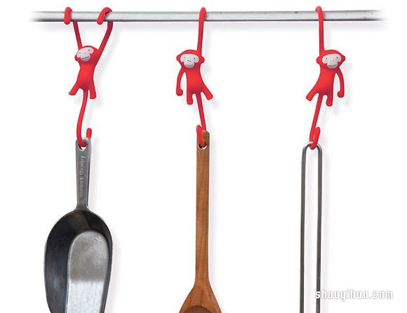 可愛懸臂小猴掛勾 幫你收服廚房料理用具 -  rpnrmr.com