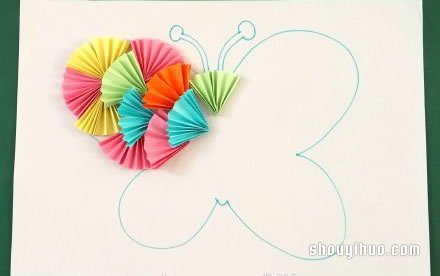 折紙扇子拼貼畫：可愛(ài)小魚和美麗蝴蝶 -  rpnrmr.com