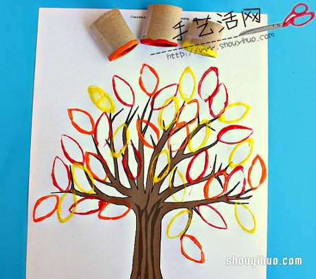 漂亮大樹的畫法 用衛(wèi)生紙卷筒很容易！ -  rpnrmr.com