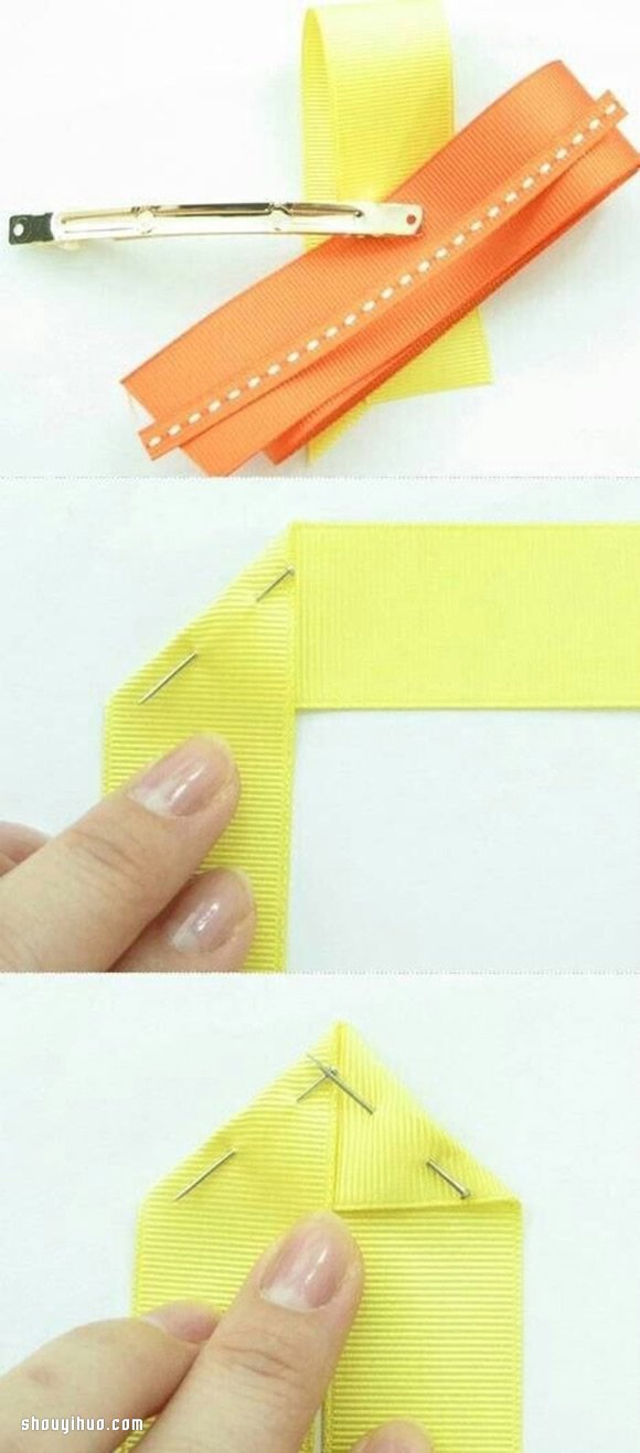 綢帶花蕾發(fā)卡DIY手工制作圖解教程 -  rpnrmr.com