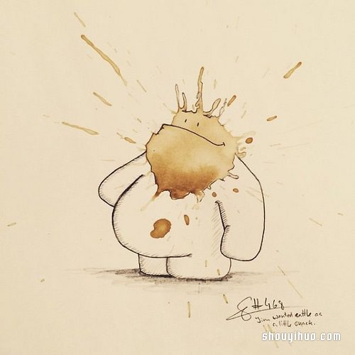 咖啡漬小怪獸來襲 惱人咖啡漬DIY創(chuàng)意插圖 -  rpnrmr.com