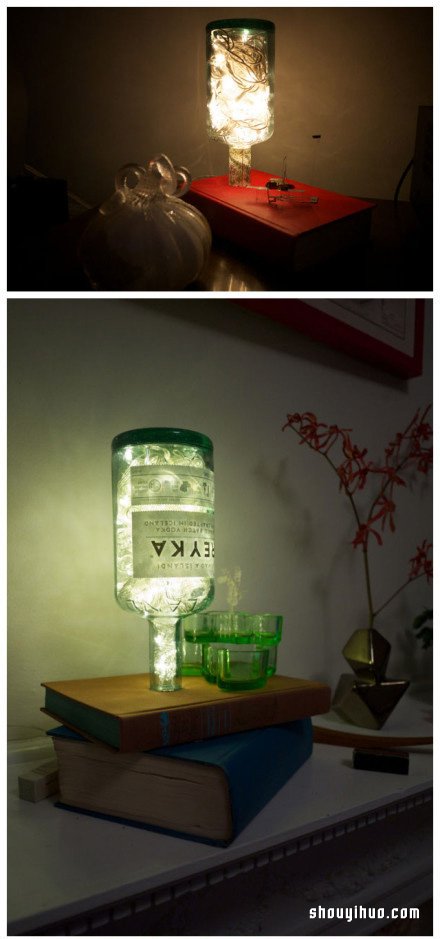 玻璃酒瓶和舊書廢物利用DIY夢(mèng)幻燈飾的方法 -  rpnrmr.com