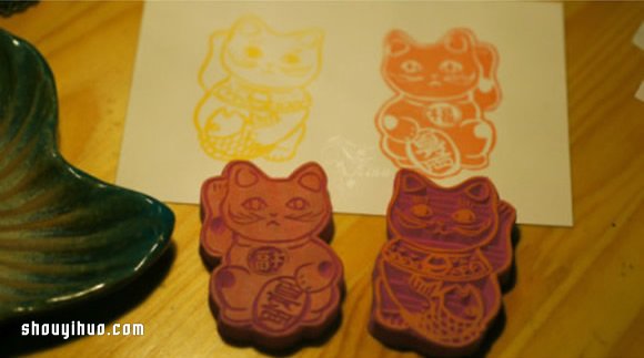 可愛招財貓橡皮圖章圖案 來招福招財吧！ -  rpnrmr.com
