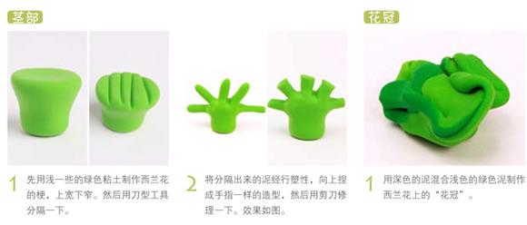 可愛西蘭花粘土手工制作圖解教程 -  rpnrmr.com