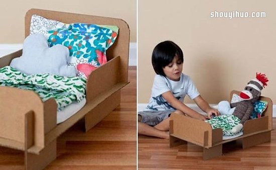 紙箱瓦楞紙DIY制作過家家道具玩具床的方法 -  rpnrmr.com