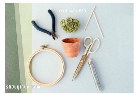 利用繡繃和卡紙 DIY環(huán)形裝飾盆栽的方法 -  rpnrmr.com
