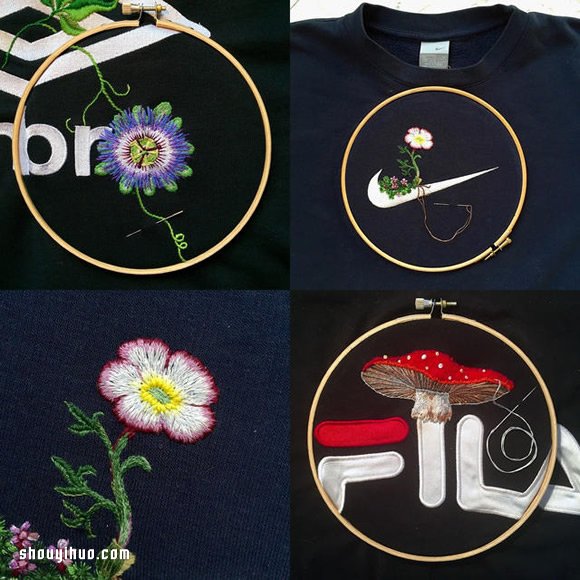 耐克 LOGO 上開出寧靜細膩的刺繡小花 -  rpnrmr.com