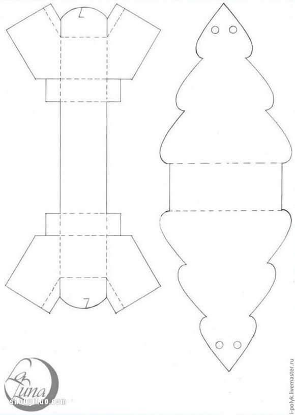 折紙圣誕樹包裝盒的折法帶有展開圖 -  rpnrmr.com