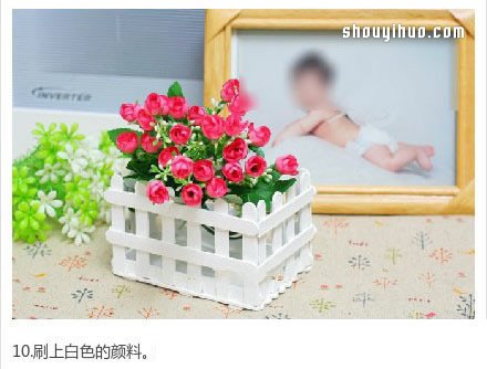 雪糕棍DIY手工制作迷你花盆架的圖解教程 -  rpnrmr.com