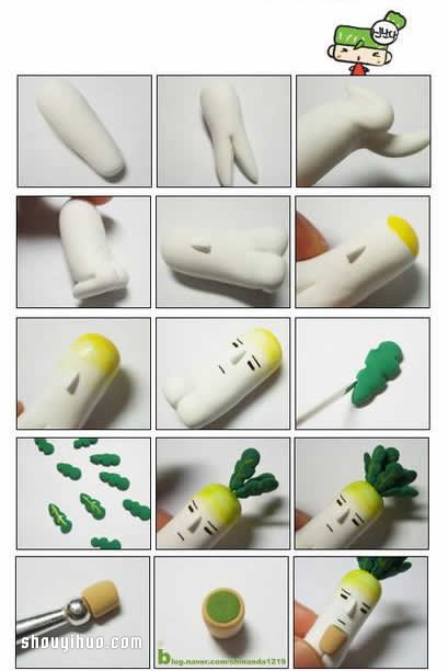 粘土制作白蘿卜小人的方法圖解 -  rpnrmr.com