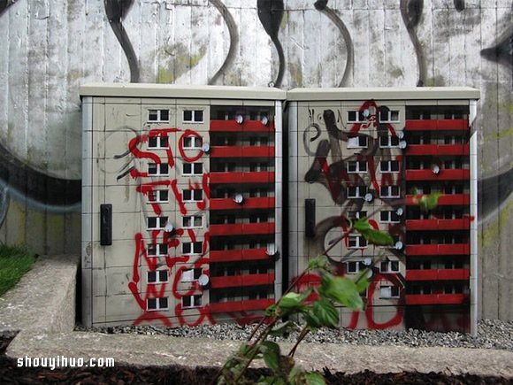 水泥墩和電箱都變房子 迷你建筑涂鴉美化環(huán)境 -  rpnrmr.com