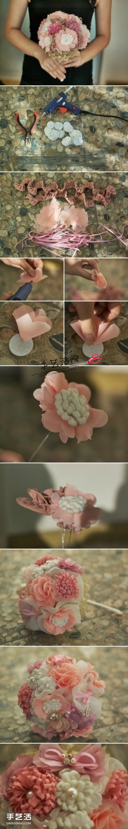 七款不織布美美捧花DIY手工制作圖解教程 -  rpnrmr.com