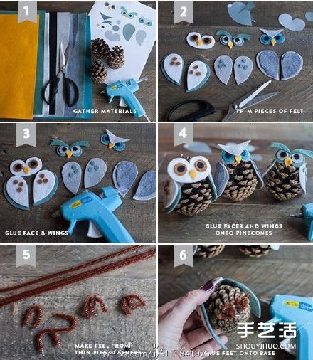 松果手工制作貓頭鷹擺飾 布藝松果貓頭鷹DIY -  rpnrmr.com