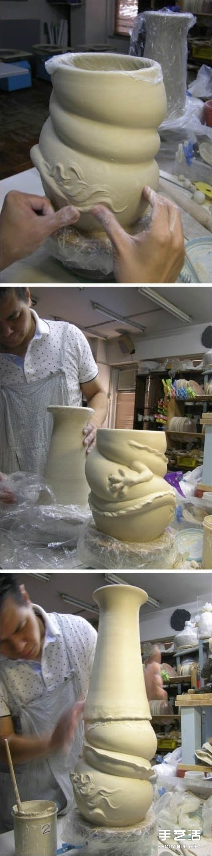 龍形陶瓷瓶DIY制作過(guò)程 中國(guó)龍盤旋陶瓷瓶制作 -  rpnrmr.com