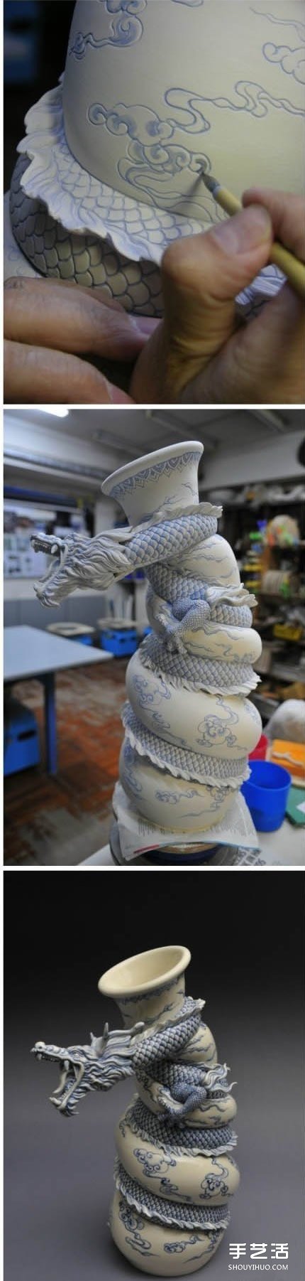 龍形陶瓷瓶DIY制作過(guò)程 中國(guó)龍盤旋陶瓷瓶制作 -  rpnrmr.com