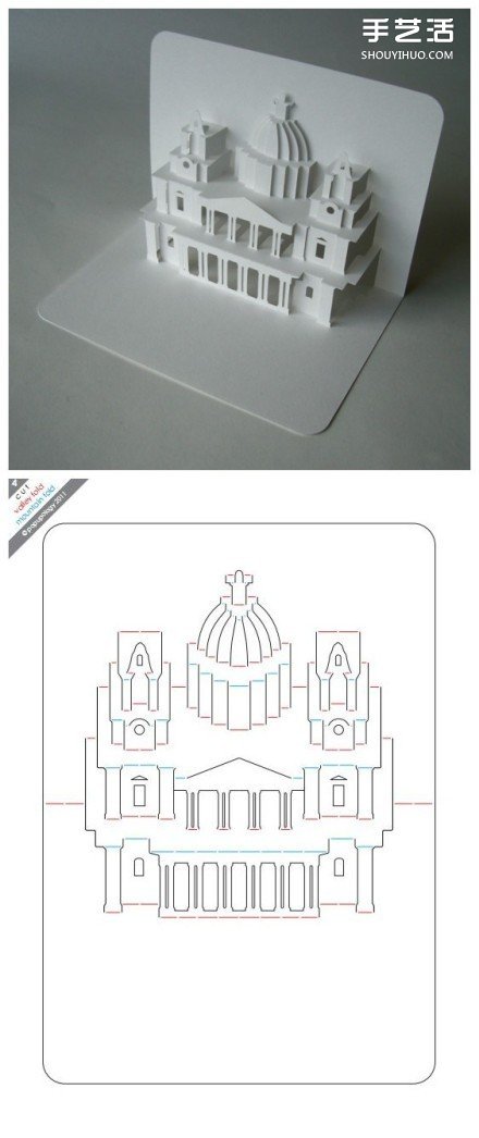 8個(gè)能折出建筑物的立體賀卡圖紙模板制作圖解 -  rpnrmr.com