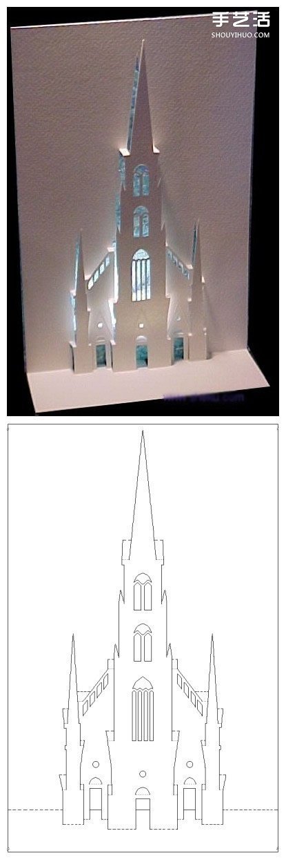 8個(gè)能折出建筑物的立體賀卡圖紙模板制作圖解 -  rpnrmr.com