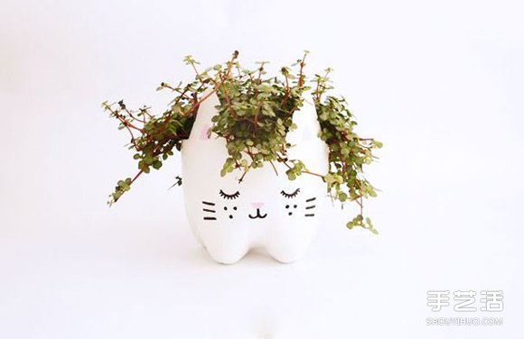 飲料塑料瓶廢物利用DIY制作貓咪花盆的方法 -  rpnrmr.com