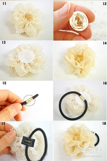森女風(fēng)蕾絲頭繩DIY 蕾絲布花朵頭繩制作教程 -  rpnrmr.com